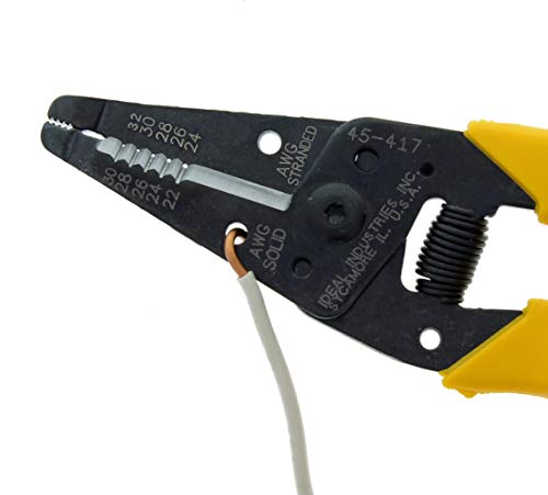 Ideal Electrical 45-417 Premium Reflex T Stripper - 22-30 Awg Solid, 24-32 Awg Stranded, Wire Stripper With Thumb Rest, Plier Nose, Slide Lock, Textured Grips #TOP5
