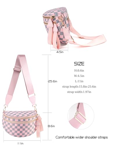 Image of FEIBOON Spacious Checkered Nylon Crossbody Bag Bum Bag Handbags Wallets for Women