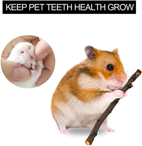 CAMITER 31pcs Hamster Chew Toys Rabbit Accessories Natural Apple Wood Sticks Grass Teeth Care Molar Toy for Gerbil Rat Guinea Pig Chinchilla Gerbils Chewing or Playing