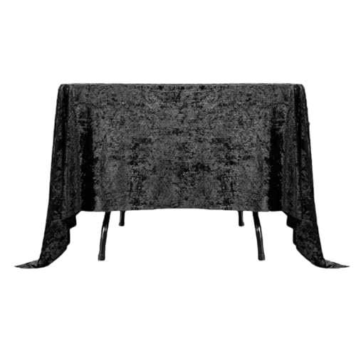 Elegant Event Essentials - Square Crushed Velvet Table Cover - Soft Fabric Tablecloth - For Wedding, Parties, Banquet, Kitchen, Birthday, Dinner Events – Black – 45 x 45 Inch - Pack of 1