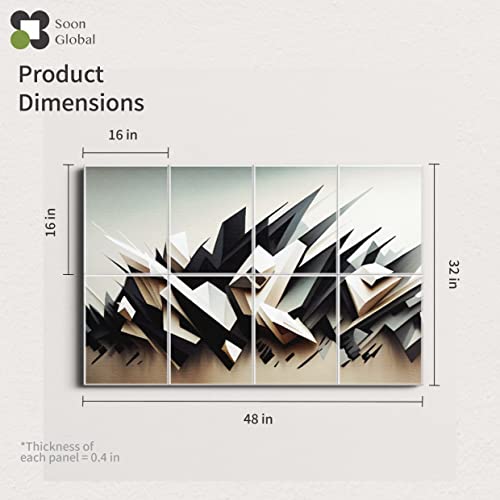 Soon Global 8-Pack Acoustic Panels, Soundproof Wall Panels, 48 X 32 Inches Sound Absorbing Panels, Decorative Acoustical Wall Panels, Acoustic Treatment For Recording Studio, Adhesive, Conflict #TOP1