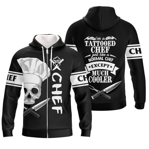 Consejos y reviews para comprar Juego master chef más recomendados. 31 Print Master Chef - chamarra con capucha con diseño de calavera con texto en inglés 'I'm A Tattooed Chef Just Like A Normal Chef Except Mucho Cool', Multicolor, X-Large