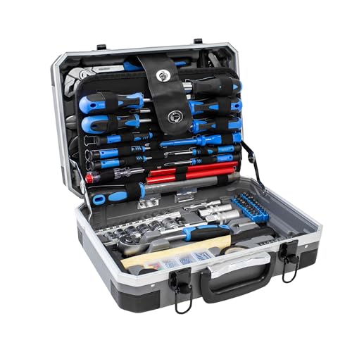 KARCHER Werkzeugkoffer 114-teiliges Tool-Set I Werkzeugset aus Chrom Vanadium & Karbonstahl mit Hammer, Schraubendreher, Steckschlüssel, Bitsatz uvm. I Praktischer Koffer für Werkzeug - 4