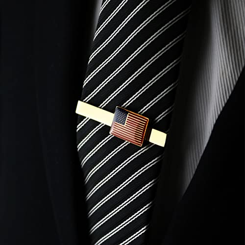 Image of US Flag Tie Clip Clothing Accessories for Weddings, Busiess Meetings, Officers, Government Departments, Pilots, Soldiers, and Military Friends American Flag Tie Clip