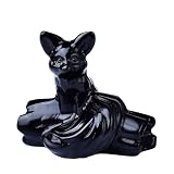 WUYOUSHI Obsidian Fox Decor Statue Crystals and Healing Stones Fox Figurine Polished Gemstones ​Bedroom Office Desk Home Decoration A Lucky Decoration