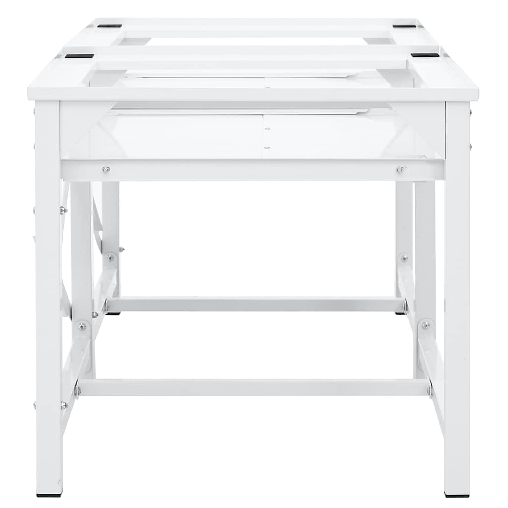Soporte para lavadora de acero blanco 120 x 56 x 52 cm con 2 estantes y almohadillas antideslizantes de 200 kg para accesorios de lavadora