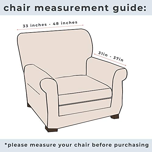 Great Bay Home Printed Twill Arm Chair Slipcover. One Piece Stretch Chair Cover. Strapless Arm Chair Cover For Living Room. Fallon Collection Slipcover. (Chair, Navy) #TOP7