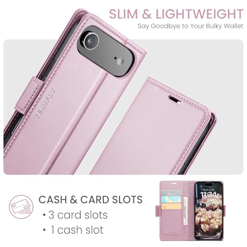 Tenifly for iPhone 17 Air Case Wallet with RFID Blocking Card Holder, PU Leather Kickstand Protective Flip Phone Cover Fit for iPhone 17 Air 6.5" Rose Gold by Tenifly - Used condition - Image 2