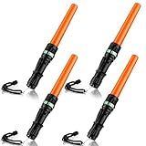 4 Pieces 11 Inch Signal Traffic Wand Safety Baton LED Flashlight with Red Strobe Traffic Control...