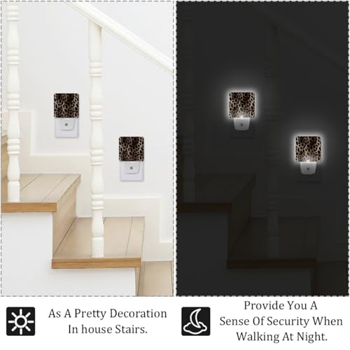 Image of NEWzone Leopard Print Night Light [2 Pack], Plug in Wall Led Night Lights Decor for Boys Girls Room, Dusk to Dawn Sensor Wall Lamp for Stairway /Bedroom /Kitchen /Nursery Room