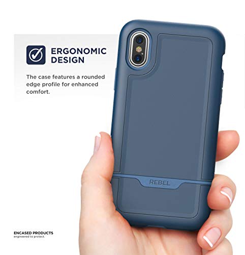 Encased Iphone Xs Max Belt Clip Case - Ultra Protective Full Body Rugged Cover With Rotating Holster (2018 Rebel Series) Blue #TOP3