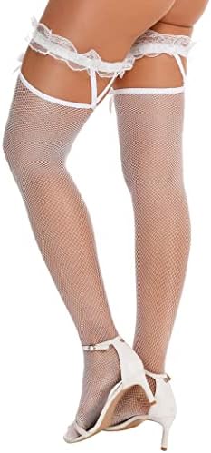 RSLOVE Women Fishnet Stockings Bow Thigh High Hold Ups