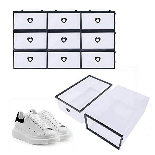 Skolådor Stapelbox Organizer lådor med lock, 20 stycken plast vit skokartong transparent vikbar, för en mängd olika skor, PP-plast fukttålig