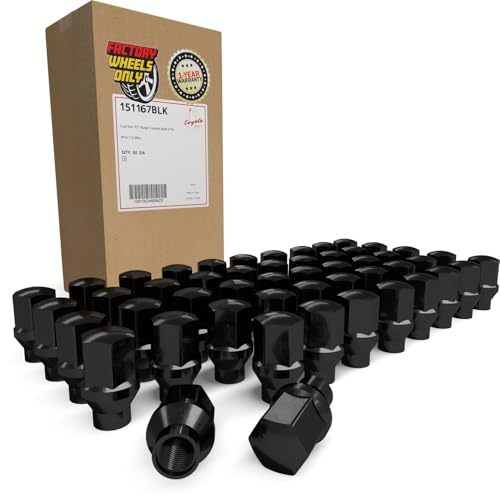 Image of Wheel Accessories Parts 50 Pcs 9 /16 inch-18 Thread ET OEM Style Lug Nuts 1.77 inch Long Black 7 /8 inch 22mm 6036433AA | 611-204 Fits Dodge RAM 1500 | RAM 1500 Classic