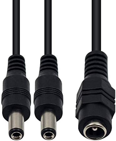 Duttek CCTV Power Splitter Cable, DC 5.5x2.1mm 1 Female to 2 Male Splitter Cable 2 Way DC Power Cable Y Splitter for CCTV Security Camera/IP Camera/DVR Standalone/LED Strip (40CM/15.74Inch)