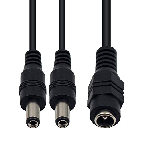 Duttek CCTV Strom 1 Buchse auf 2 Stecker Splitter kabel, DC 5,5 x 2,1 mm Y Splitter kabel Splitter für CCTV Sicherheitskamera/IP Kamera/DVR Standalone/LED Streifen (40 cm)