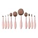 Vanity Planet Makeup Brushes (Pucker-Up Pink), Blend Party Oval Makeup Brush Kit with Ergonomic Handles, Soft Synthetic Bristles, Unique Design- Set of 10