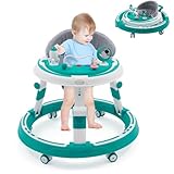 Multifunktionaler Baby Lauflernwagen mit Spielzentrum, faltbarer 3-in-1 Lauflernhilfe mit höhenverstellbarem Sitz, Anti-Sturz & Anti-O-Bein Design, Lauflernwagen für Babys ab 6 Monaten (Türkis)