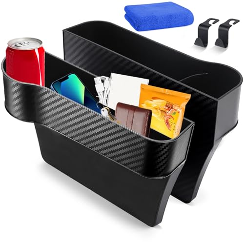 Aimisite Car Seat Gap Filler Organiser, 2 Pack Car Organizer Front Seat Gap Filler with Cup Holder Car Console Side Pocket with Usb Charging Hole for Cellphones,Wallet, Cards, Coins, Drink Cups