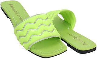 سليبر حريمى فلات جلد فى قماش 786 ليمونى 41