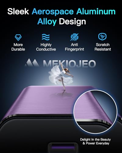 Image of MEKIOJEO 12 Ports Aluminum Alloy 380W Charging Station Fast USB C Charger Block 65W Laptop GaN Charger for MacBook Pro /Air /iPad Pro /iPhone (Purple)