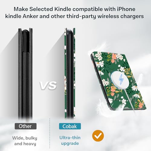 Image of CoBak Stand Case for 7 inch Kindle Paperwhite 12th Gen 2024 and Kindle Colorsoft with Hand Strap - Compatible with iPhone MagSafe, for Samsung /Belkin /Anker Wireless Charging Pads, Durable, Auto Sleep Wake