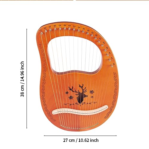 ExGizmo 19 Metal Strings Lyre Harp,Maple Saddle Mahogany Body Lyra Harp,Come with Tunning Wrench,Extract Strings,Manual and Lyra Harp Bag(Log color)