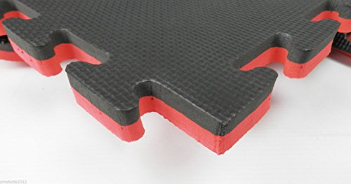 dirty pro tools 40mm THICK EVA INTERLOCKING FLOOR MATS GYM JUDO EXERCISE MARTIAL ARTS SPORTS BOXING BLACK-RED (4 mats 4 square meters)