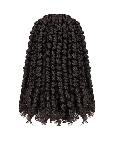 10 Inches 8 Packs Pre Looped Pretwisted Passion Twist Crochet Hair for Black Women and Kids-Light Brown,Soft Hair Extensions Braided by Synthetic Spring Kinky Twist Bohemian Curls(10"-8 Packs,4#)