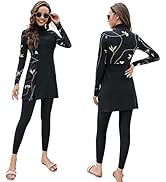 FYMNSI Women Modest Muslim Swimsuits Full Body Islamic Arabic Burkini 2 Pieces Swimming Dress Sui...