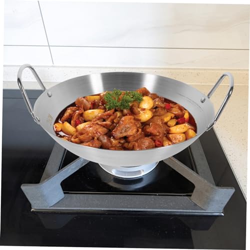 Wok de acero inoxidable con dos asas y fondo redondo miniatura 4