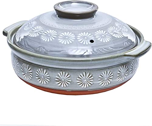 Cocotte avec couvercles, cocotte japonaise en céramique, casserole ronde en terre cuite avec couvercle, isolation thermique, casserole en terre cuite à double poignée, batterie de cuisine pour ragoût