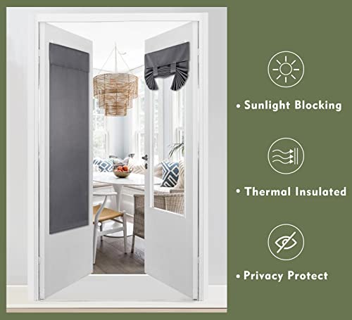 Pi Blackout French Door Curtain,Privacy Thermal Insulated Door Window Curtain With Velcro For Glass Door/Front Door/Sliding Door/Patio Door 1 Panel(W26Xl68,Dark Grey) #TOP5