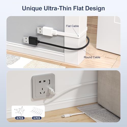 Itramax Flat USB C Charging Cable 10FT/3M 2Pack,Long USB A to USB C Charger Cable USBC Extension Power Cord for Blink Outdoor 4/Mini 2 2K+,eufy Cam S3 Pro,SoloCam S340/S220/C210/S40,EZVIZ H6c 2K,White