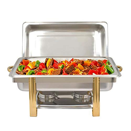 Fetcoi Chafing Dish Mit Deckel Speisenwärmer Warmhaltebehälter Edelstahl Mit Buffetwärmer (Rechteckig, 9 Liter)