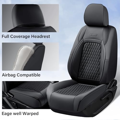 Image of Coverado Seat Covers Full Set for 2013-2017 Jeep Wrangler 4 Door, Waterproof Black Car Seat Protector for Truck Automotive Custom Fit for Jeep Wrangler, Full Coverage Wrangler Seat Custions