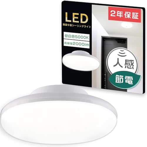 LEDシーリングライト 人感センサー 10W 昼白色 5000K 100W相当 2000lm 4畳 6畳 自動点灯 自動消灯 センサー付き 明暗センサー付き おしゃれ LEDライト LED シーリングライト 人感 小型 天井照明 夜間ライト 照明器具 小型