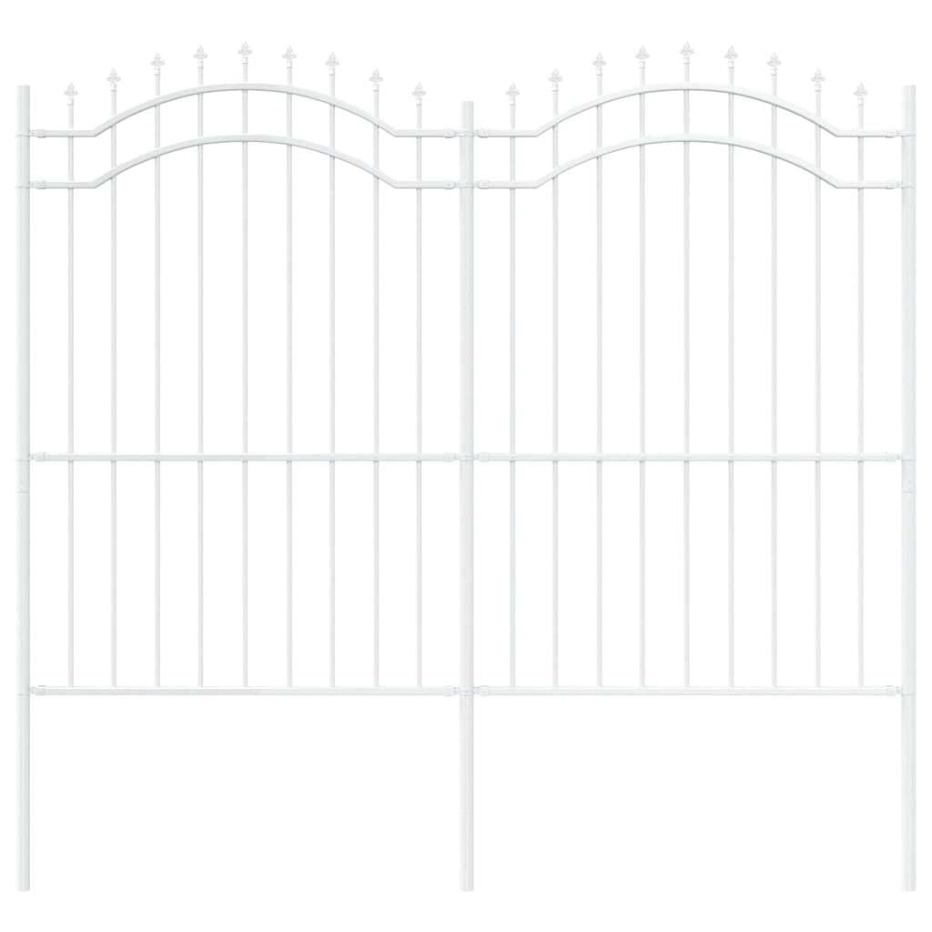 Garden Fence Woerden White 240 x 215 cm Powder-Coated Steel Decorative Boundary Marker Weather Resistant Rust Proof for Flower Beds Vegetable Patches Modern Minimalist Design Privacy Screen Panel