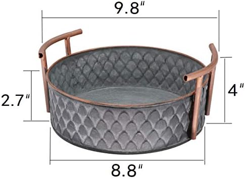 Roselife-Antique Iron Storage Basket, Making Old Technology Double Ear Iron Barrel, Fruit Dessert Bread Basket, Kitchen Storage Basket, Fruit Bowl, Metal Storage Basket, Metal Display Bowl (Gray)