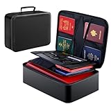 GIANTLUMl Document Bag with Lock,Fireproof 3-Layer File Storage Case with Water-Resistant Zipper,Document Safe Portable Travel Home Organizer Bag for Laptop,Home&Office,Certificates,Gifts for Him