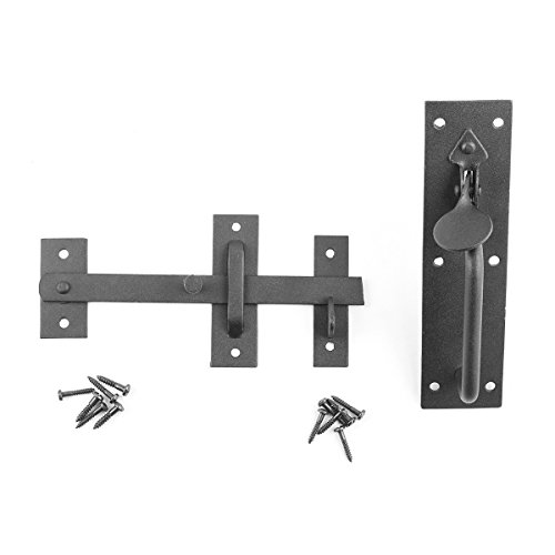 Renovators Supply Manufacturing Gate Latch Lock 8 In. Black Wrought Thumb Latch For Cabinet Doors And Gates With Mounting Hardware #TOP7