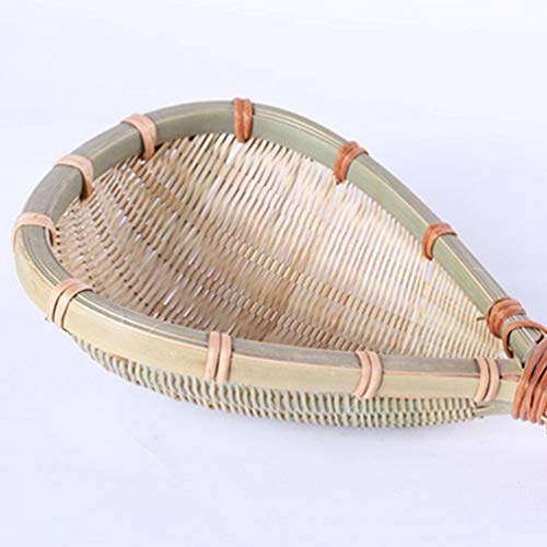 Hemoton Bamboo Rice Strainer Wooden Colander Fine Mesh Sieve Multipurpose Kitchen Ladle Washer Strainer #TOP3