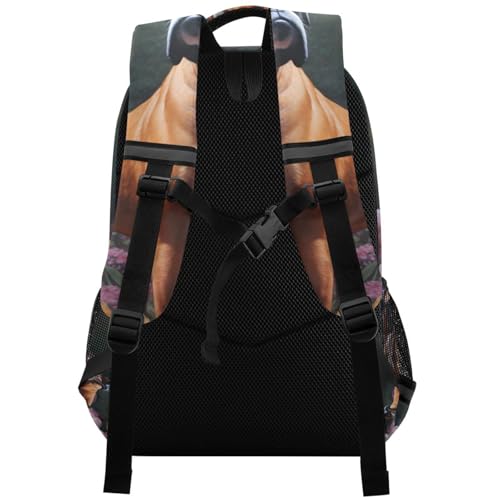Boxer Dog Flowers Kids Travel Backpack School Bag Large Capacity with Reflective Strip for Boys Girls 11.6 × 6.9 × 16.7 INCH2