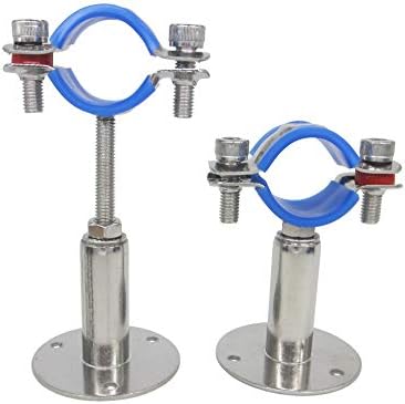 Stainless Steel Wall Mount Ceiling Mount Pipe Supports, Adjustable Pipe Bracket Clamp Pipe Straps for Dia 32mm (1-inch) Pipe Tube, Set of 2