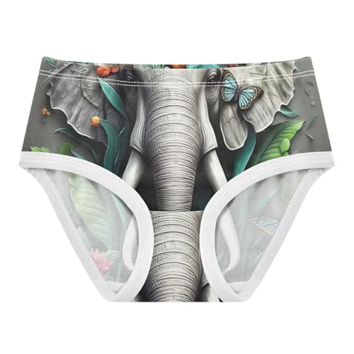 Elephant Flowers Butterflies Gray Girl Panties Cute Girls Underwear Toddler Cotton Bright Underpants Briefs 2t