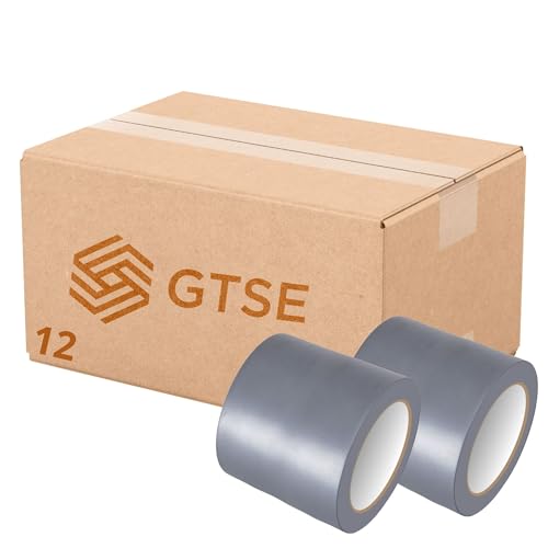 Image of GTSE 4 inch x 108 ft Gray PVC Vinyl Floor Tape, 12 Rolls, Safety Marking Tape, 6 mil Thick, Suitable for Dance Floors, Gyms, Warehouses, Sports Facilities