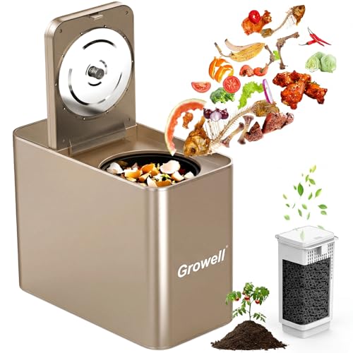 Growell Electric Composter for Kitchen, 3.2L Smart Odourless Compost Bin, Low Noise & Odourless, Indoor Food Waste Composter with LED Display, One-Touch Operation, Auto-Cleaning, EC04