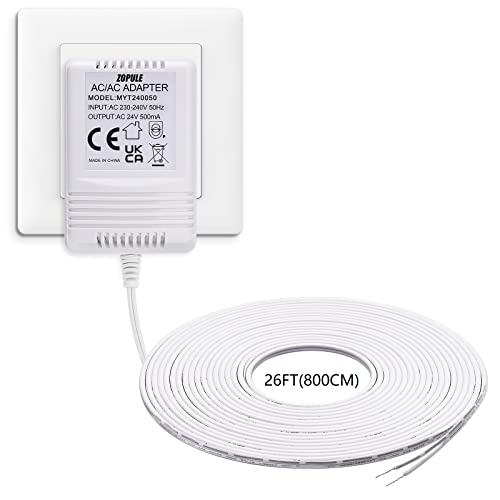 24 Volt 500mA Türklingeltransformator kompatibel mit Ring, Nest, Wyze Türklingel,C-Draht Adapter für Nest, Ecobee, Sensi, Thermostat 8M cable largo.