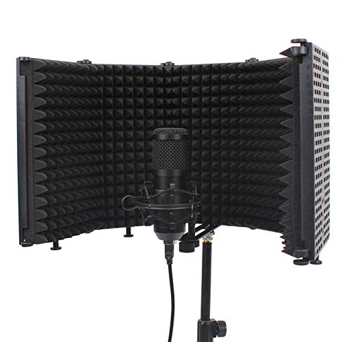 Mikrofon-Isolierung, 5-Panel-Windschutz für Studio, faltbar, hochdichter absorbierender Schwamm