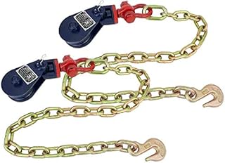 Mytee Products 2 Ton Snatch Block w/Chain Flatbed Tow Truck Rollback Wrecker Car Carrier Cable (2 Pack)
